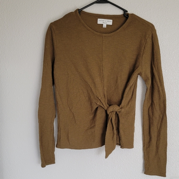 Texture and thread madewell Tie tee in asparagus - Picture 2 of 8